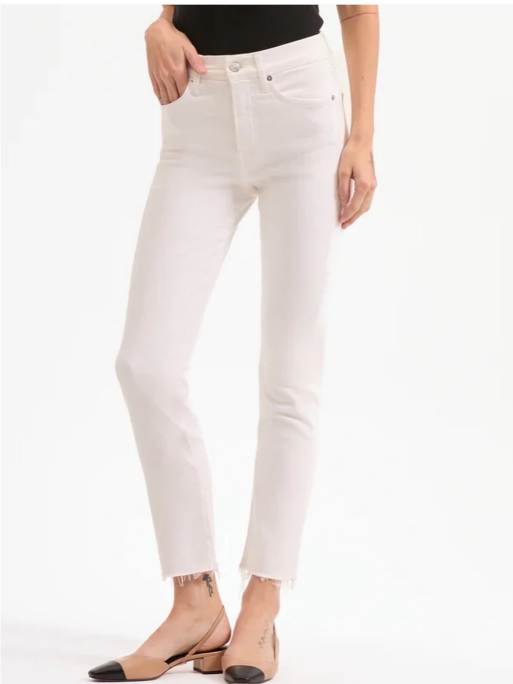 Veronica Beard White Ankle Crop Jeans